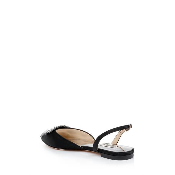 NEW BADGLEY MISCHKA saga crystal buckle pointed toe flats in black - Picture 3 of 6
